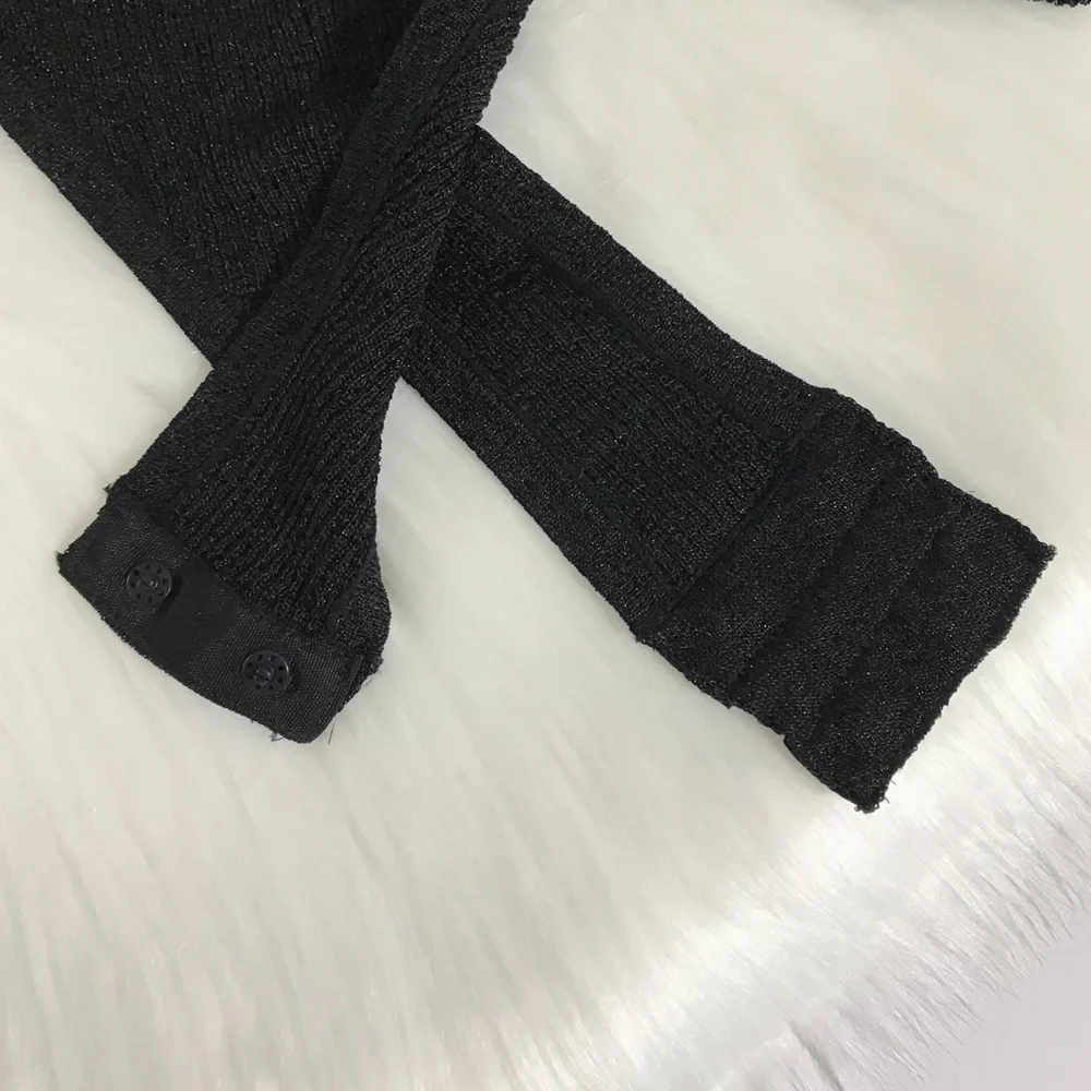 β¨HPβ¨ VS Plunge Ribbed Shimmer Bodysuit Teddy XS Black - Picture 7 of 10